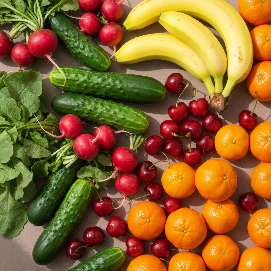 Variety of vegetables and fruits